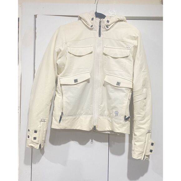 Mountain Hardware Women Jacket Sz S/P Nylon Blend Fleece Hoodie Cream/Beige - Picture 2 of 16